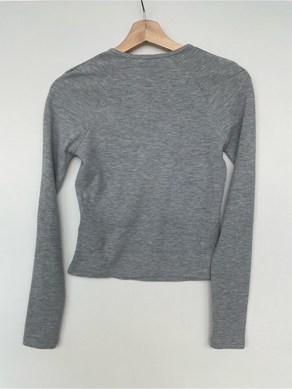 Edikted Sab Waffle Knit Long Sleeve Top - Gray Melange - Picture 2 of 4